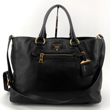 PRADA Kalbsleder Tote- und Schultertasche mit goldenen Akzenten 158713395 [P]