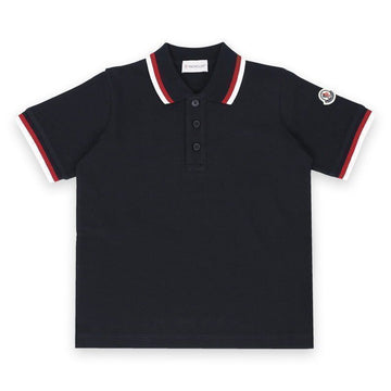 Moncler Kids Color-Contrasted Polo with Badge Patch (Navy) 8A00002 89ALK 778 8,10A 128666043 [P]