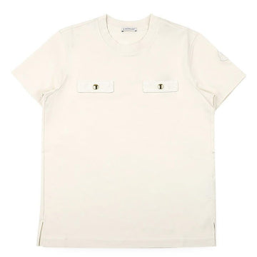 MONCLER Damen Mock Pocket Baumwolle T-Shirt (Ecru) 8C00023 89B9B 050 154484077 [P]