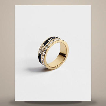 Dior Night Code Ring Gold Finish Metal & Crystal, Black Lacquer R3108WOMLQ_D307 158713424 [P]