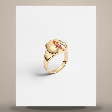 DIOR Damen-Spark-Ring aus Metall mit Gold-Finish, Kristall, pinkem Kristall 158713425 [P]