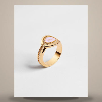 DIOR Core Ring mit goldfarbigem Finish aus Metall, Kristall, rosa Tendre-Lack 158713427 [P]