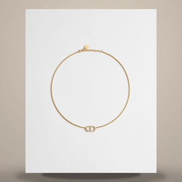 DIOR Petit CD Halskette mit goldfarbigem Finish aus Metall & silberfarbenem Kristall N2241WOMCY_D03S 158713434 [P]