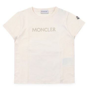 MONCLER 子供用刺繍ロゴ半袖Tシャツ(アイボリー) 8C00009 89AT9 050 8,10A 154483936 [P]