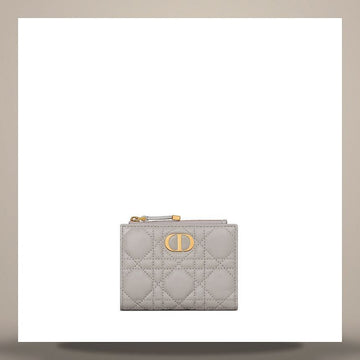 Dior Caro Dahlia Wallet Gray Supple Cannage Calfskin 158713462 [P]