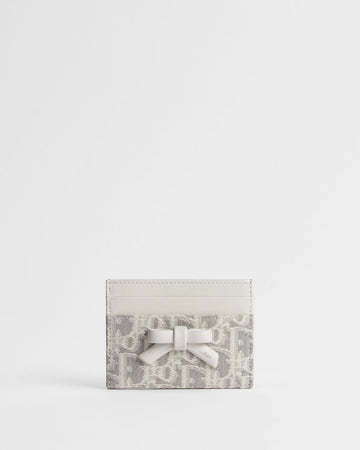 Dior Freesia Card Holder Latte & Gray Oblique Jacquard S2500PUQY_M074 158713465 [P]