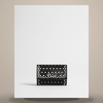 DIOR グリシン 財布 ブラック カーフスキン & ホワイト ディボスプリント S2406PIZT_M45I 158713468 [P]