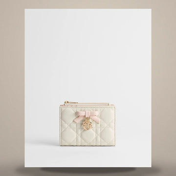 DIOR Lady Wallet Two-Tone Latte & Balle Pink Cannage Lammleder 158713473 [P]