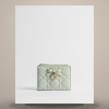 Dior Lady Dalia Wallet Suede Green Cannage Lambskin 158713476 [P]