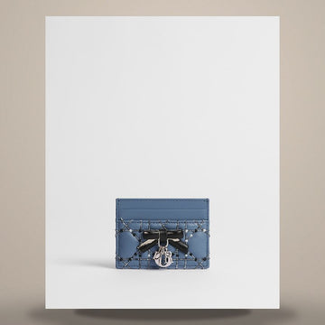DIOR Lady Riviera Frigia Kartenetui Blau-Gräulich Kanäuge Lammleder & Zweifarbige Stickerei S2604PUVL_M57G 158713485 [P]