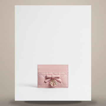 Dior Lady Frisia Card Wallet Supere Pink Cannage Lambskin 158713487 [P]