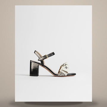 DIOR Zadiol-Heelsandalen aus bestickter Baumwolle & schwarzem Lammleder 158713486 [P]