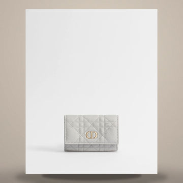 DIOR Glycines Wallet Grau Pietro Cannage Geprägtes Kalbsleder 158713495 [P]