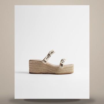 DIOR Wedge Heel Slide in Weiß mit bestickter Baumwolle 158713501 [P]