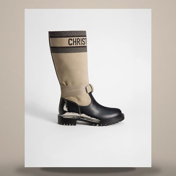 Dior D-Major Boots Warm Taupe & Black Technical Fabric, Black Calfskin KDI611SCN_S46X 158713552 [P]