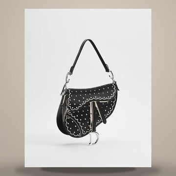 Diesel Saddle Strap Bag Black Calfskin & White Debossed Polka Dior Print M0455PILJ_M45I 158713561 [P]