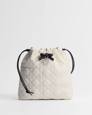 Diesel Adiorable Bucket Bag Mini Two Tone Latte & Black Cannage Lambskin 158713586 [P]