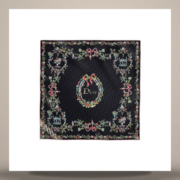 Dior Riviera Arabesque 90 Square Scarf Black Multi Color Silk Twill 158713591 [P]