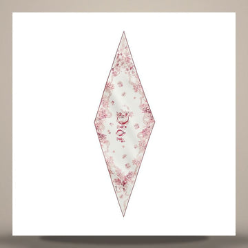 Dior Lilac Bouquet Diamond Scarf Ivory & Pink Silk Twill 158713593 [P]