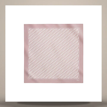 Dior Oblique 90 Square Scarf Pink & Grey Silk Twill 158713596 [P]