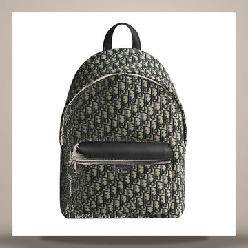 DIESEL Rider Rucksack mit Reißverschluss in Beige & Schwarz Dior Oblique Jacquard, Schwarz genarbtes Kalbsleder 1DBBA267YUS_H27E 158713621 [P]