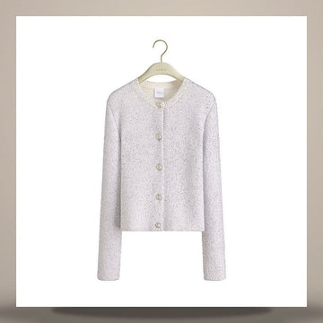 Dior Cardigan Ecru Technical Knit & Silver Tone Sequin 158713638 [P]