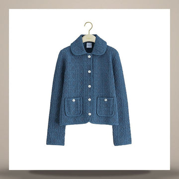 DIOR Regular Fit Jacke aus Baumwollmischung in Blau Boucle Strick 644V53B7941_X5850 158713656 [P]