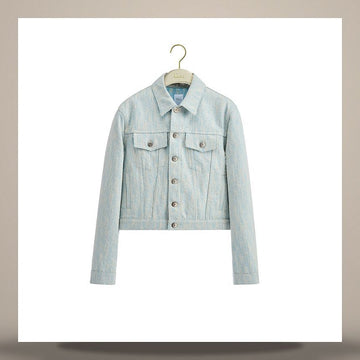 DIOR Crop-Jacke hellblau gewaschene Baumwoll-Jeans 158713668 [P]
