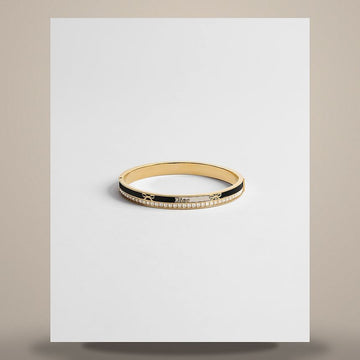 DIOR Nacht Code Armband mit goldfarbiger Metall- und Kristalloberfläche, schwarzer Lack 158715010 [P]