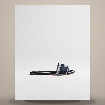 DIOR Dantel Slide Navy Blau Baumwolle & Weiße Spitze KCO531DET_S32N 158715028 [P]