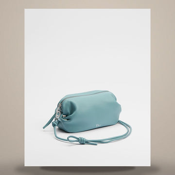 Dior Bow Pouch Blue Tourmaline Supple Lambskin 158715044 [P]