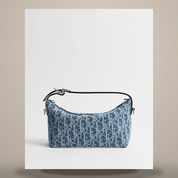 DIOR Riviera Nomade Pouch Blau Schwamm-Effekt Oblique Stoff 158715046 [P]