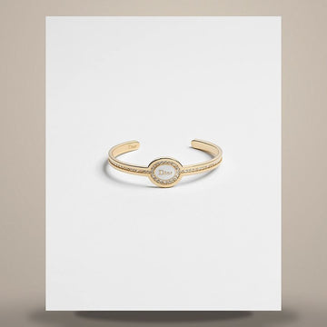 DIOR Core Bangle aus Metall mit Gold-Finish und Kristall, Weißlack 158715049 [P]