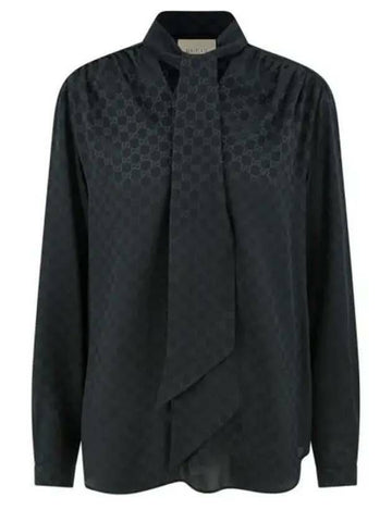 GUCCI シルククレープネックボウシャツ 740513 ZAISQ 1000 133010834 [P]