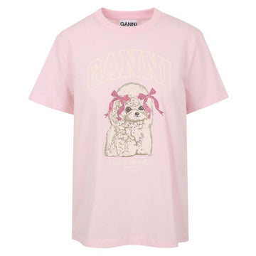 Ganni Graphic Poodle T-Shirt in Chalk Pink 26SS A1050062 868 150785400 [P]