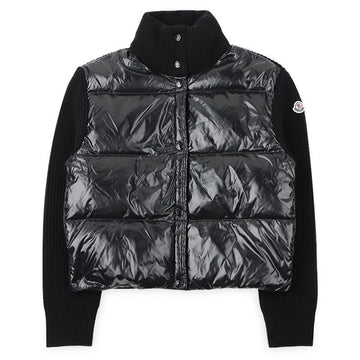 MONCLER モンクレール レディース ロゴ パッチ ニット ミックス パディング ジャケット（ブラック） 9B00019 M4281 999 151205574 [P]