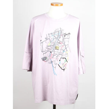 Fendi Map Graphic Short Sleeve T-Shirt Lilac XL(105) 158719088 [P]