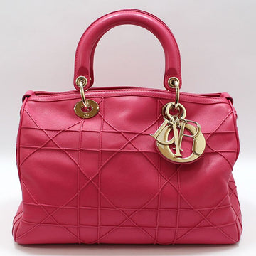 DIOR M1305 Pink Lamm Leder Cannage Granville Boston Schultertasche 158725600 [P]