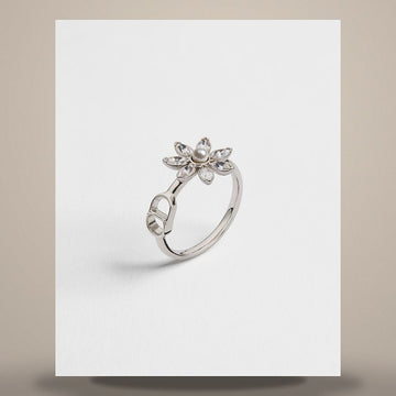 Dior Blooming Ring Silver Finish Metal, White Resin Pearl, Crystal R2847WOMCY_D001 158727194 [P]
