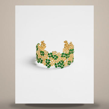 Dior Clover Garden Cuff Bracelet Gold Finish Metal, Crystal, Clover Lucky Green Lacquer B3515WOMLQ_D93V 158727216 [P]