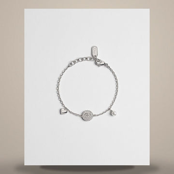 Dior CD Disco Bracelet Silver Finish Metal, White Resin Pearl, Crystal 158727226 [P]