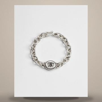 DIOR Cameo Chain Link Armband antik silberne Oberfläche Messing 158727256 [P]