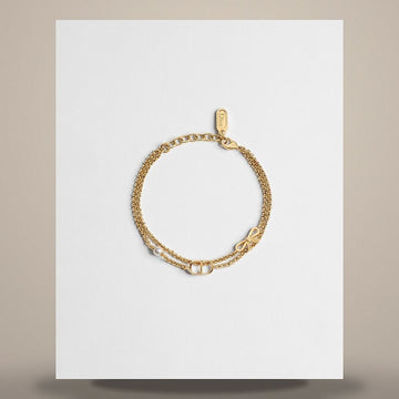 Dior CD Mini Bow Bracelet Gold Finish Metal & White Resin Pearl 158727285 [P]