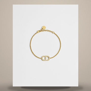 DIOR Petit CD Armband mit goldfarbener Metalloberfläche und silberfarbener Kristall B1940WOMCY_D03S 158727301 [P]