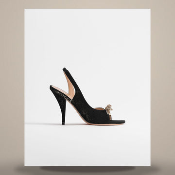 DIOR Slingback Sandalen mit Bogenabsatz aus schwarzem Ziegenveloursleder 158728786 [P]