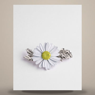 Dior Charm Daisy Brooch Silver & Yellow, White Lacquer V2075HOMST_D975 158730436 [P]