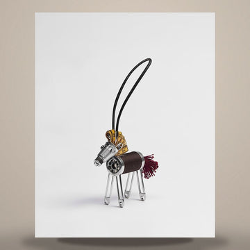 Dior Horse Bag Charm Black & Yellow Smooth Calfskin, Antique Silver Finish Brass 2BCKH623GTR_HZZZ 158730484 [P]