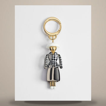 Dior Catherine Icon Bag Charm Gold Finish Metal & White, Black Resin 158730493 [P]