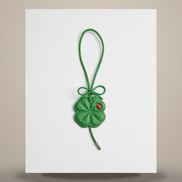 Dior Clover Bag Charm Clover Lucky Green Calfskin, Silver Finish Metal, Red & Black Lacquer V1867WOMCL_D84V 158730528 [P]