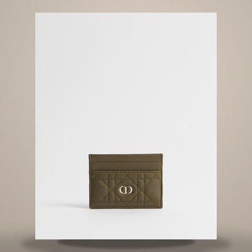 Dior Caro Freesia Card Holder Khaki Cannage Grained Calfskin 158730532 [P]